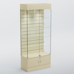 Витрина СЕТЬ №2-П с экономпанелью и полками, Крем Вайс