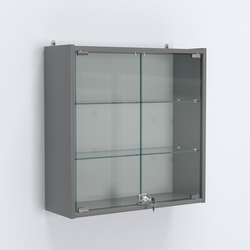 Витрина настенная №201-1А с прозрачными полками, Темно-Серый