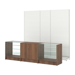 Комплект металлических стеллажей с перфорацией и прилавков ЭК-4, Орех