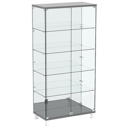 Витрина РОНДО №4-2 на ножках (задняя стенка зеркало), Антрацит