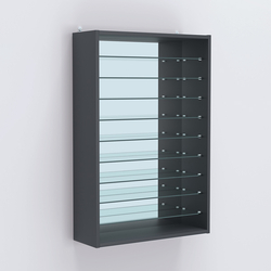 Витрина настенная №202-6Г открытая с девятью полками и зеркалом, Антрацит