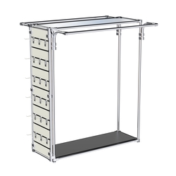 Хромированный стенд-вешало ETD-11 №1-4 (торец-ЭП) с полкой Зеркало 4мм, Черный