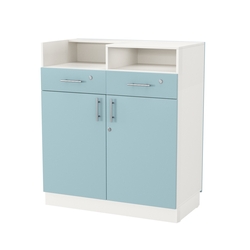 Кассовый прилавок "Диаманд" №10-1000, ЛДСП белый + МДФ голубой