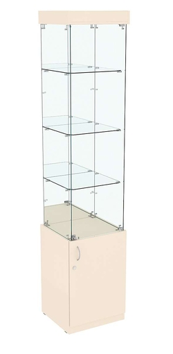 Высокая витрина ИСТРА №704 (задняя стенка - зеркало), Крем Вайс