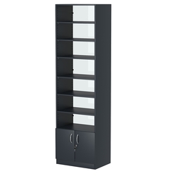 Стеллаж из ДСП с 6-ю полками 400x600 мм серии LEVEL-6 №7-1 (З/C - СТЕКЛО), Антрацит