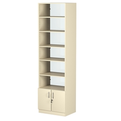 Стеллаж из ДСП с 5-ю полками 400x600 мм серии LEVEL-5 №7-1 (З/C - СТЕКЛО), Крем Вайс