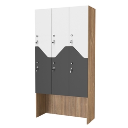 Шкаф для раздевалок СТАНДАРТ-Элегия №3-3А, Дуб Канзас + Белый +Черный