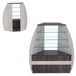 Торговый прилавок со стеклом серии БРИЗ №3 угловой (внешний угол), Ясень Анкор темный + Ясень Анкор светлый