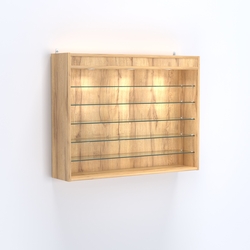 Витрина настенная №203-7Г открытая с пятью полками и фризом, Дуб Золотистый