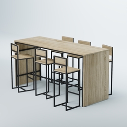 Комплект барный стол "Кофе-брейк" №4 и стулья, Дуб Сонома