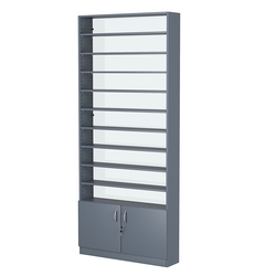 Стеллаж из ДСП с 9-ю полками 200x900 мм серии LEVEL-9 №10-1 (З/C - СТЕКЛО), Темно-Серый