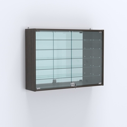 Витрина настенная №203-6А широкая зеркальная с пятью стеклянными полками, Дуб Венге