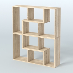Торговый стеллаж Лофт №2 средний четырех- модульный, Дуб Сонома