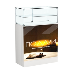 Прилавок со световым коробом и прозрачной надставкой №2, Белый