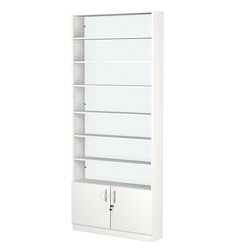 Стеллаж из ДСП с 6-ю полками 200x900 мм серии LEVEL-6 №10-1 (З/C - СТЕКЛО), Белый