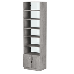 Стеллаж из ДСП с 5-ю полками 400x600 мм серии LEVEL-5 №7-1 (З/C - СТЕКЛО), Бетон Чикаго светло-серый F186 ST9