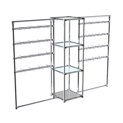 Хромированное вешало ШТАНГА №2-1 с полками стекло 6 мм, Серый