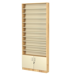 Стеллаж из ДСП с 10-ю полками 150x900 мм серии LEVEL-10 №9 (З/C - ДВП), Дуб Золотистый и Крем Вайс