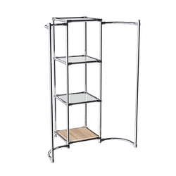 Хромированное вешало ВОЛНА №2-4 с зеркальными полками 4мм, Дуб Сонома