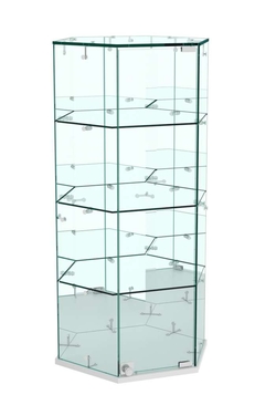 Витрина Истра настольная шестигранная №6 (задние стенки зеркальные), Серый