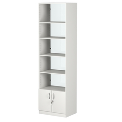 Стеллаж из ДСП с 4-мя полками 400x600 мм серии LEVEL-4 №7-1 (З/C - СТЕКЛО), Белый