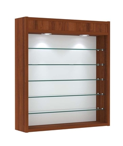 Витрина настенная №1-7Г открытая с пятью полками и верхним светом, Орех