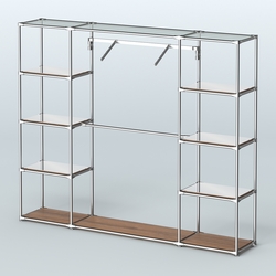 Торговая система ХРОМ без ДСП 2430 мм с зеркальными полками и поручнями №11, Орех