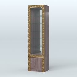 Витрина с декором и верхней подсветкой №ВБА-504, Ясень Анкор темный