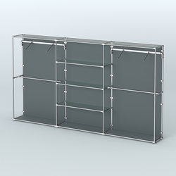 Торговая система ХРОМ (задняя стенка - ДСП) 3600 мм с прозрачными полками и поручнями №10, Темно-Серый