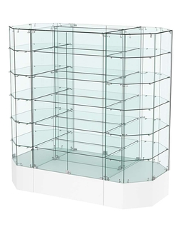 Стеклянная островная большая витрина обзорная серии Истра №829-О-900, Белый