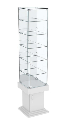 Витрина ДОНЖОН №508 с полками и зеркальной задней стенкой, Серый