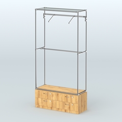 Торговая система ХРОМ без ДСП 1200 мм №4-2 с тумбой Т-14 и поручнями, Дуб Золотистый