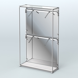 Торговая система ХРОМ (задняя стенка - зеркало) 1200 мм с поручнями №3, Ясень Анкор светлый