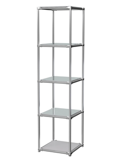 Торговый хромированный стеллаж с зеркальными полками №1, Серый