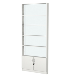 Стеллаж из ДСП с 4-мя полками 100x900 мм серии LEVEL-4 №8-1 (З/C - СТЕКЛО), Белый