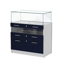 Прилавок ювелирный "Диаманд" №2-1000 пристенный, ЛДСП серый + МДФ инфиго