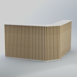 Ресепшен угловой большой серии ВЕРТИКАЛЬ №5, Белый + Дуб Сонома