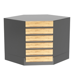 Торговый стол-прилавок внутренний с фасадными панелями №15Э, Темно-серый и Дуб Золотистый