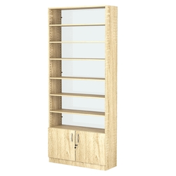 Стеллаж из ДСП с 6-ю полками 300x900 мм серии LEVEL-6 №12-1 (З/C - СТЕКЛО), Дуб Сонома