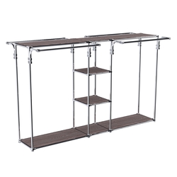 Хромированный стенд-вешало TD-50 №1-3 Хром с полками ДСП 16мм, Ясень Анкор темный - U31105