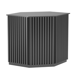 Торговый стол-прилавок шестигранный с планками серии ВЕРТИКАЛЬ №22, Темно-Серый