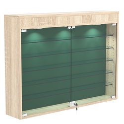 Настенная витрина с бархатом серии БАРОН №3-3А (пять полок), Дуб сонома + 10 Green