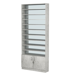 Стеллаж из ДСП с 10-ю полками 200x900 мм серии LEVEL-10 №10-2 (З/C - ЗЕРКАЛО), Метрополитан Грей