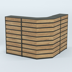 Ресепшен Г-образный серии ПРАЙМ №4А, Черный + Дуб Канзас Коричневый