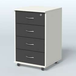 Тумба подкатная 4 ящика, цвет венге, Белый и Черный