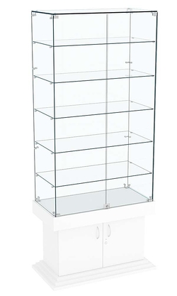 Витрина широкая прозрачная с 5-ю полками ДОНЖОН №505, Белый