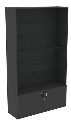 Витрина СЭСП-О №1-1-400 (З/C - ДВП) со стеклянными полками, Черный