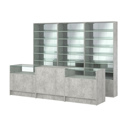 Комплект витрин с наклонными полками SL-6 №12-2 и прилавков ЭК-2, Метрополитан Грей