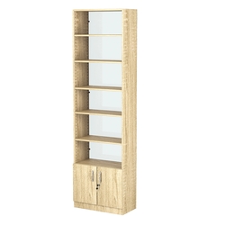 Стеллаж из ДСП с 5-ю полками 300x600 мм серии LEVEL-5 №5-1 (З/C - СТЕКЛО), Дуб Сонома