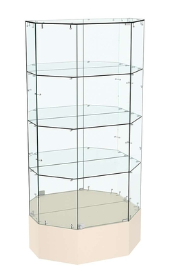 Стеклянная витрина Истра Трапеция зеркальная на подиуме №811, Крем Вайс